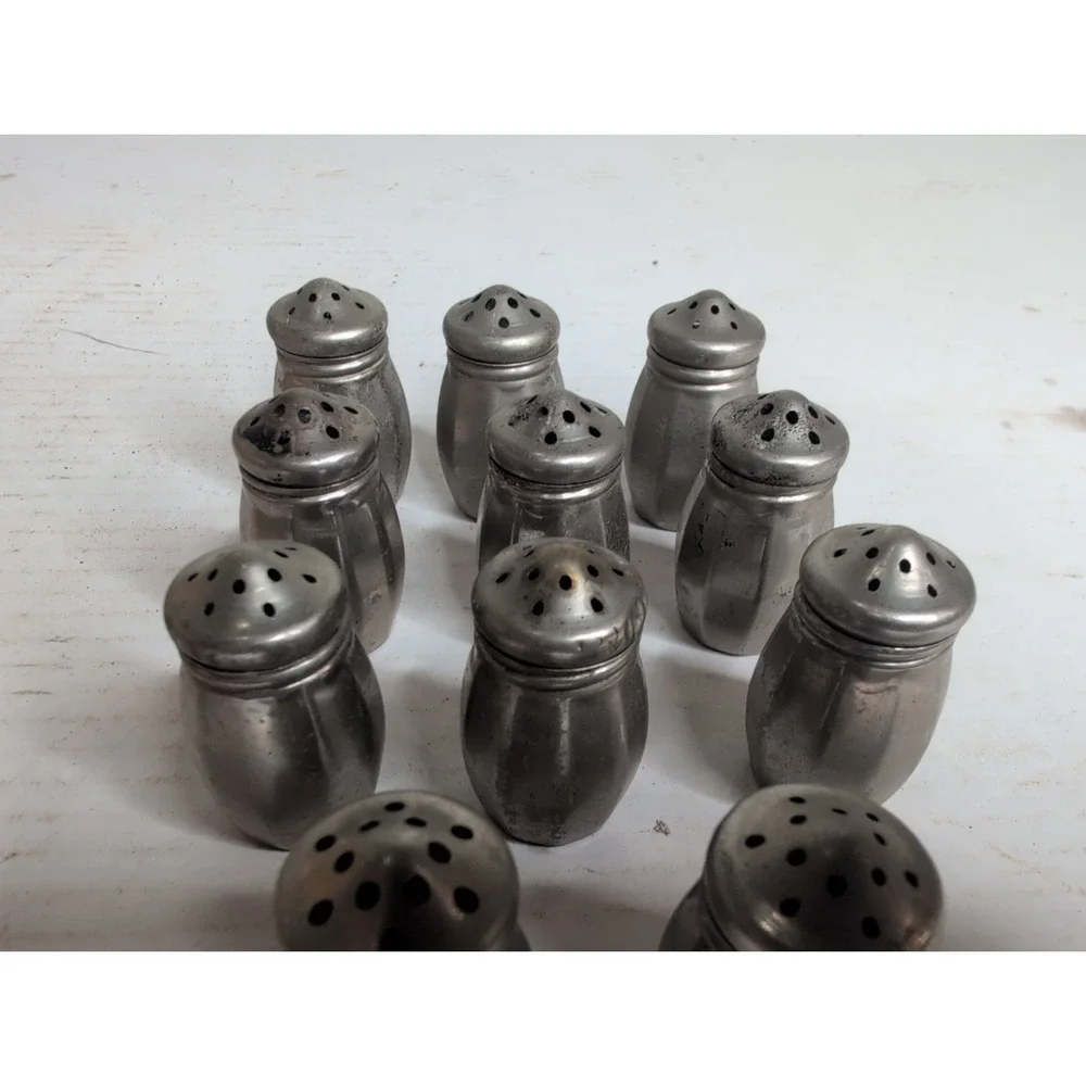 VINTAGE set of 11 BARONIAL PLATE MINI SALT and PEPPER SHAKERS 1930s 1940s MCM